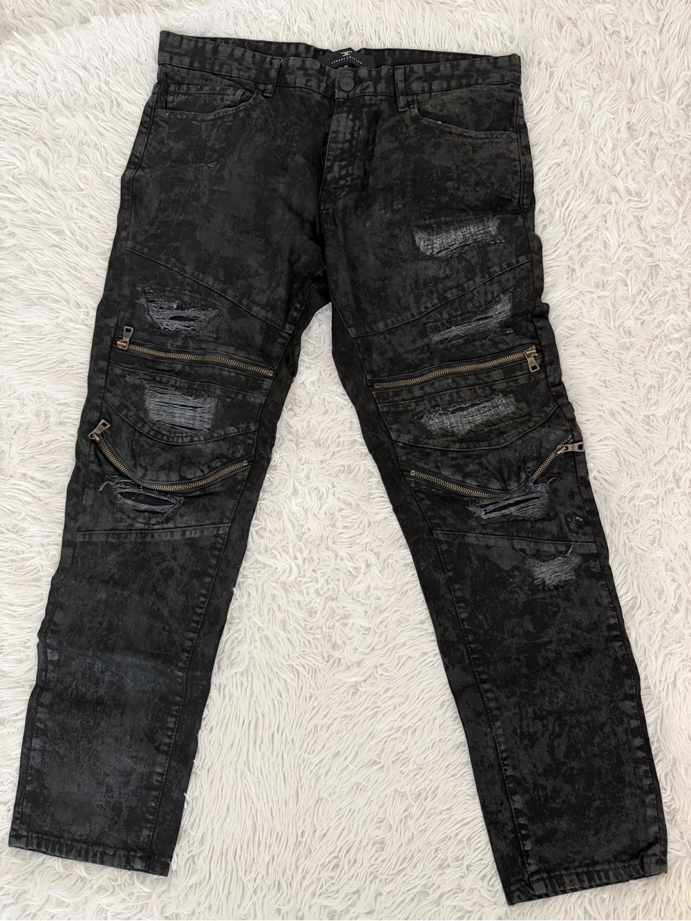 Jordan Craig Legacy Edition Black Moto Distressed Jeans Men’s 36x32
